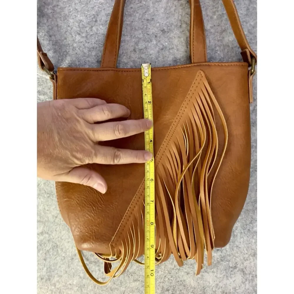 NWT GB Girls Boho Fringe Purse, Vegan Leather Boho Festival Bag Crossbody Adjust